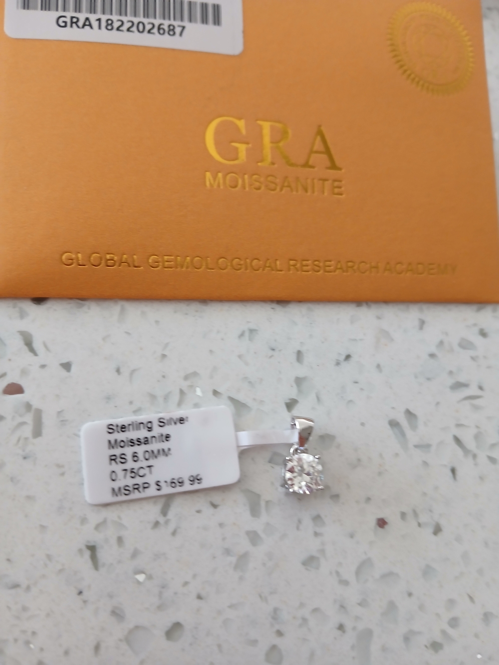 Sterling Silver Moissanite Pendant in White - Certified